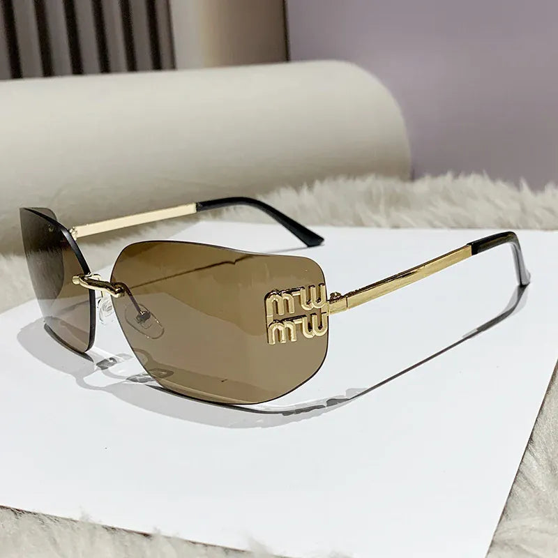 Dropshipman Rimless Rectangle Gradient Sunglasses