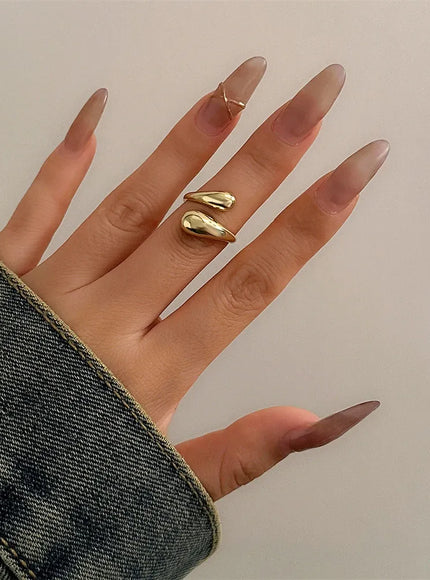 KissICON Ring-Golden / CHINA Kissicon Wide Metal Bangle Ring – Gold Silver Cuff