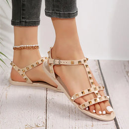 KissICON Rivet Decor Flat Sandals for Women Plus Size