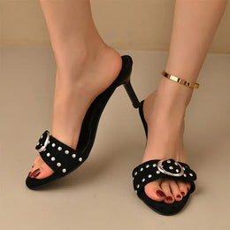 KissICON Rivet Decor High Heels Sandals for Women Plus