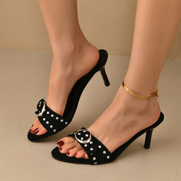 KissICON Rivet Decor High Heels Sandals for Women Plus
