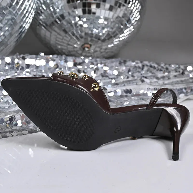 KissICON Rivet Decor High Heels Sandals for Women Punk