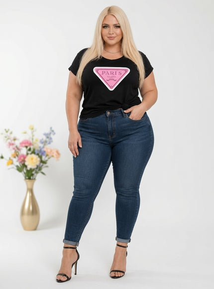 Paris Milano Graphic T-Shirt – Black | Plus Size | Casual Everyday Tee