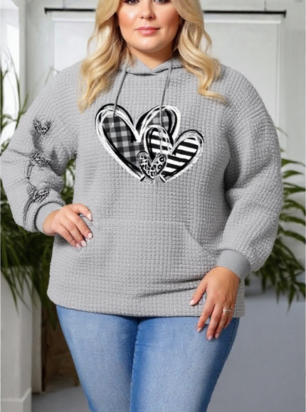 Waffle Knit Heart Hoodie
