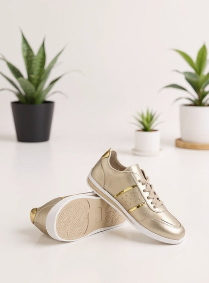 Women's Gold Trainers – Chic Plus-Size Footwear
