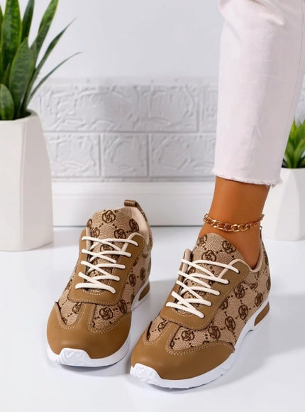 KissIcon Women's Tan Trainers – Stylish Plus-Size Footwear