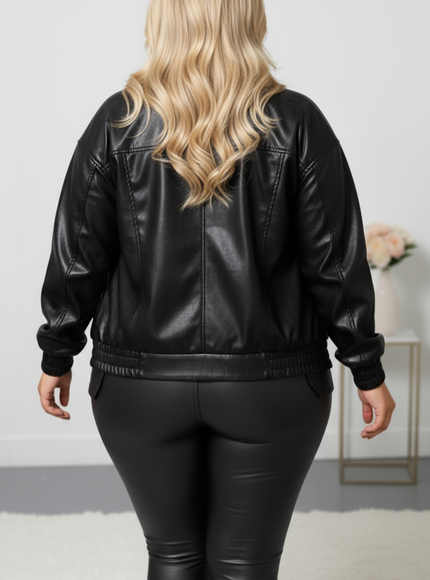 Plus Size Retro PU Biker Jacket AutumnWinter Chic Commute
