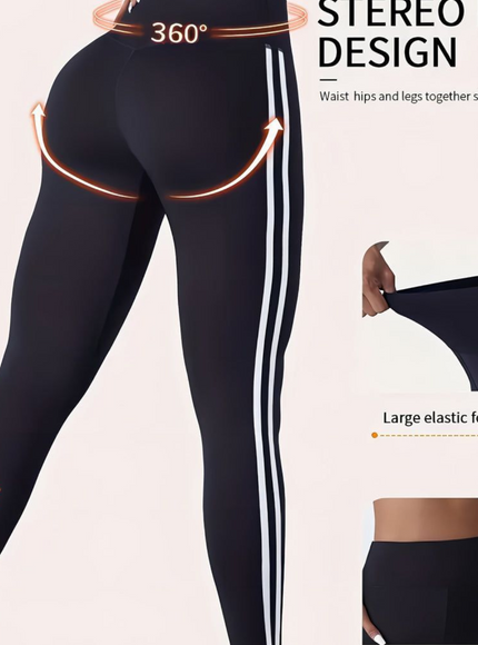 Plus Size HighWaisted Yoga Pants Chic Side Stripe Tummy Control