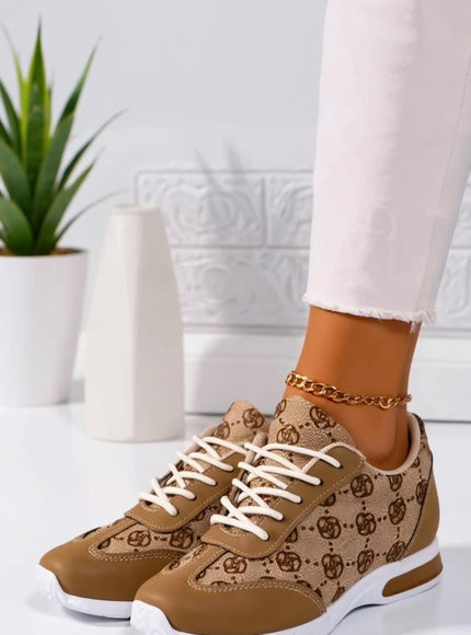 KissIcon Women's Tan Trainers – Stylish Plus-Size Footwear