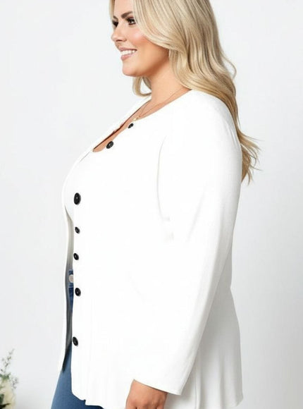 jkthpu-45 Plus Size Cozy Oversized ButtonUp Cardigan Sweater
