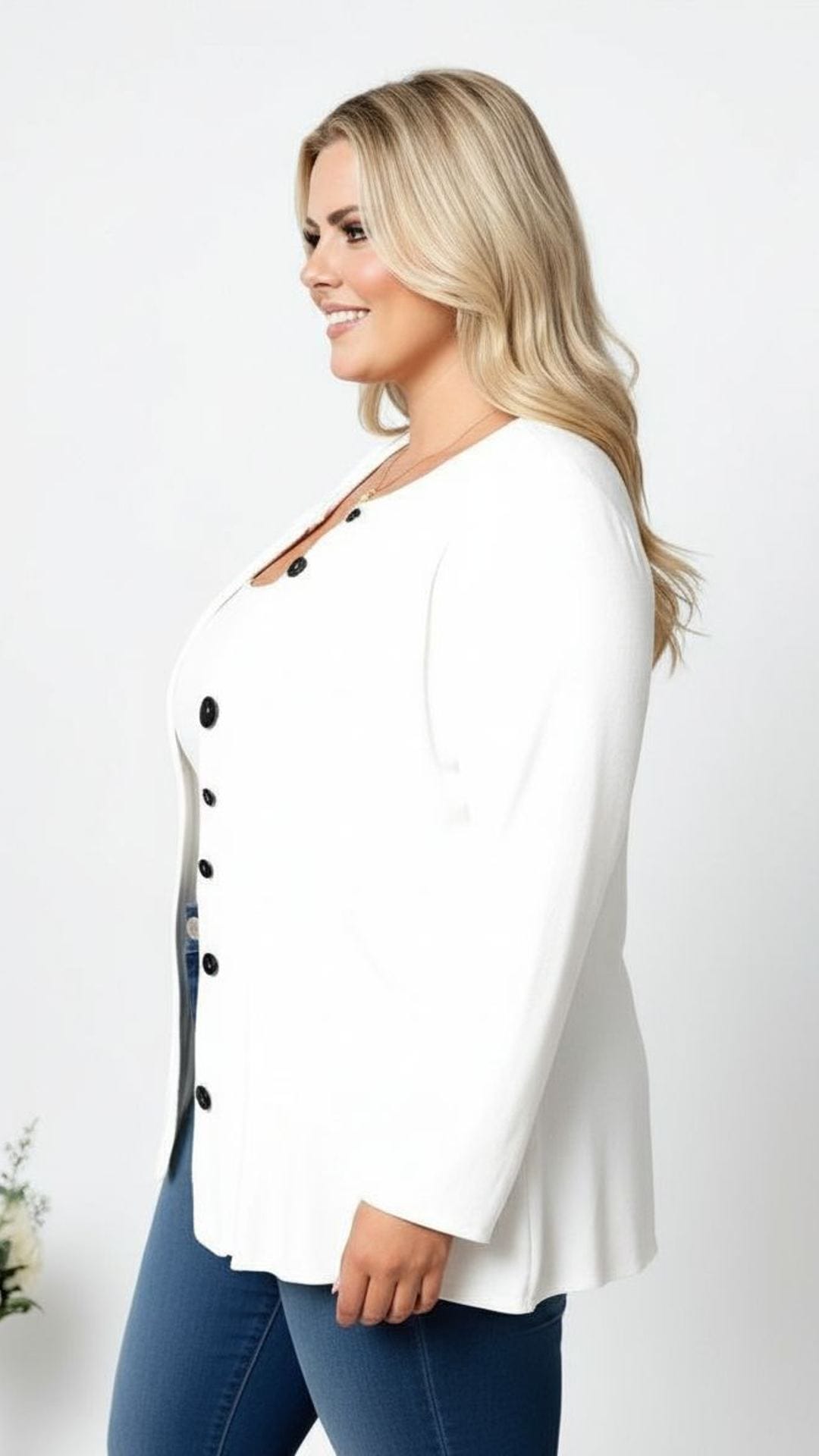 jkthpu-45 Plus Size Cozy Oversized ButtonUp Cardigan Sweater