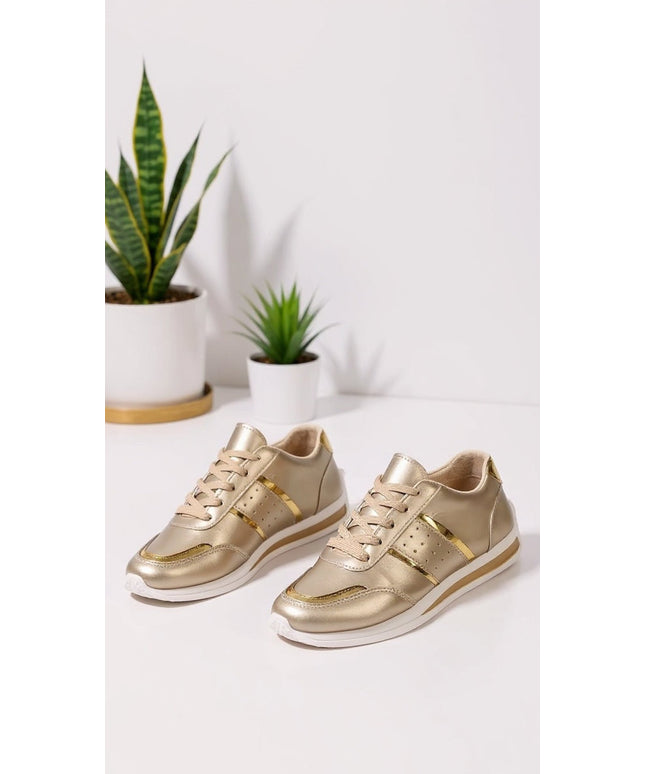 Women's Gold Trainers – Chic Plus-Size Footwear