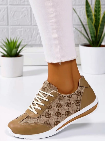 KissIcon Women's Tan Trainers – Stylish Plus-Size Footwear