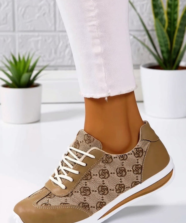 KissIcon Women's Tan Trainers – Stylish Plus-Size Footwear