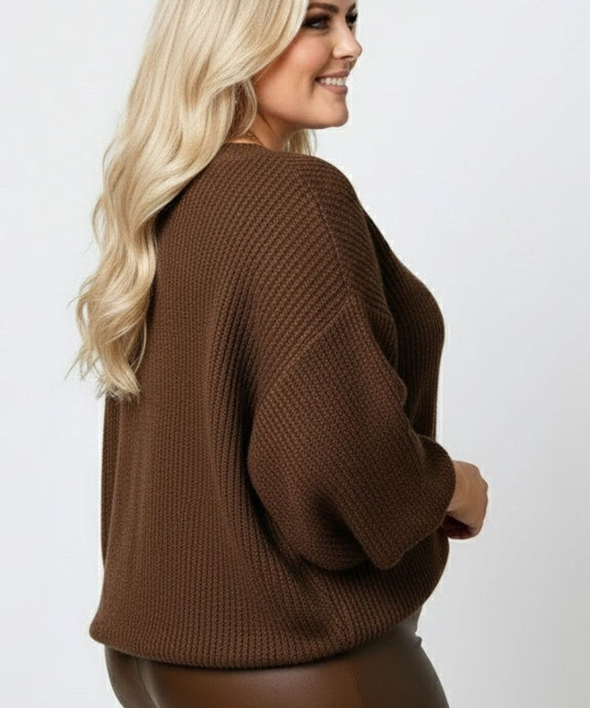 Elegant Plus Size VNeck Knitwear Festive Holiday Gift