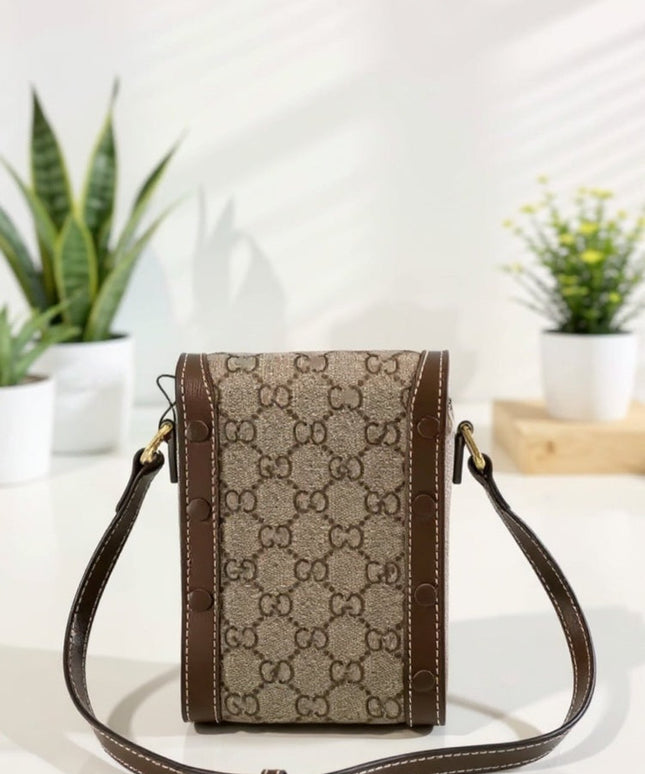 Crossbody Mini Bag – Brown Leather Trim