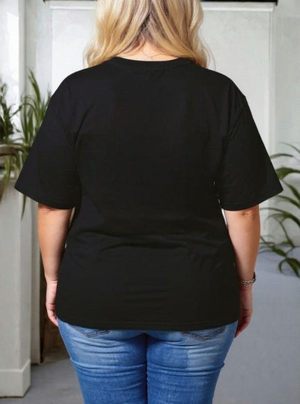 Black Oversized Heart Print T-Shirt – Casual Plus Size Top