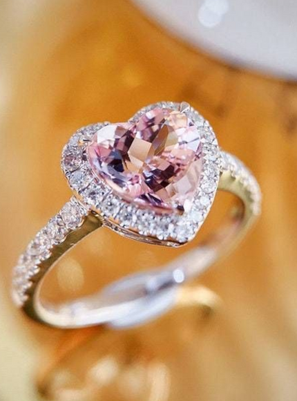 KissIcon Pink Heart Zircon Ring - Durable Alloy Band