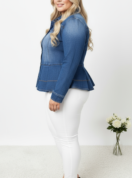 Stretch Slim Fit Plus Size Denim Jacket