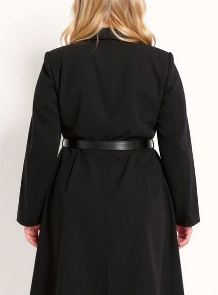 Plus Size Black Belted Blazer Dress