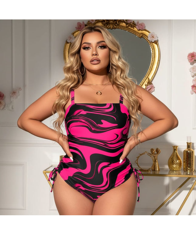 Flattering Plus Size One-Piece Swimsuit – Tummy Control