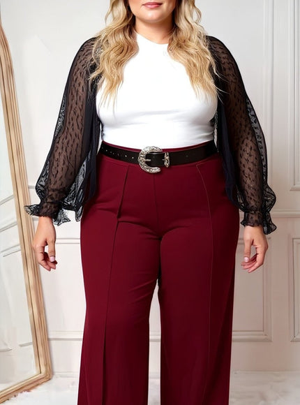 High Waist Wide Leg Palazzo Trousers – Wine Red