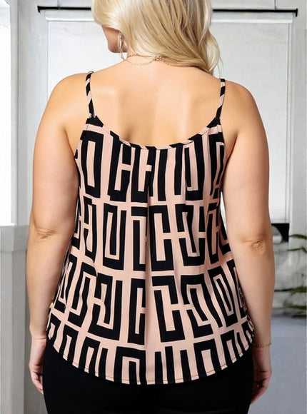 Plus Size Geometric Print Sleeveless Camisole Top