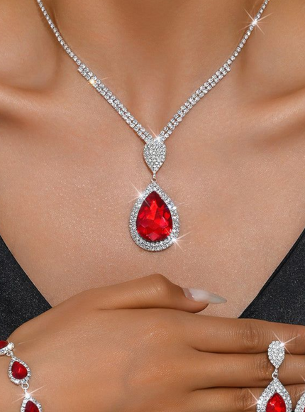 KissIcon Red Sapphire Water Drop Pendant - Affordable Luxury