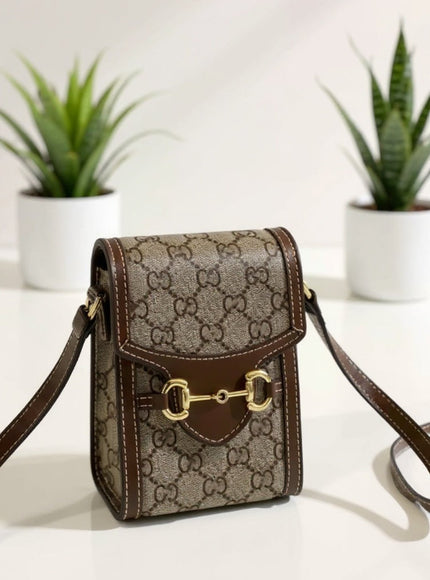 Crossbody Mini Bag – Brown Leather Trim