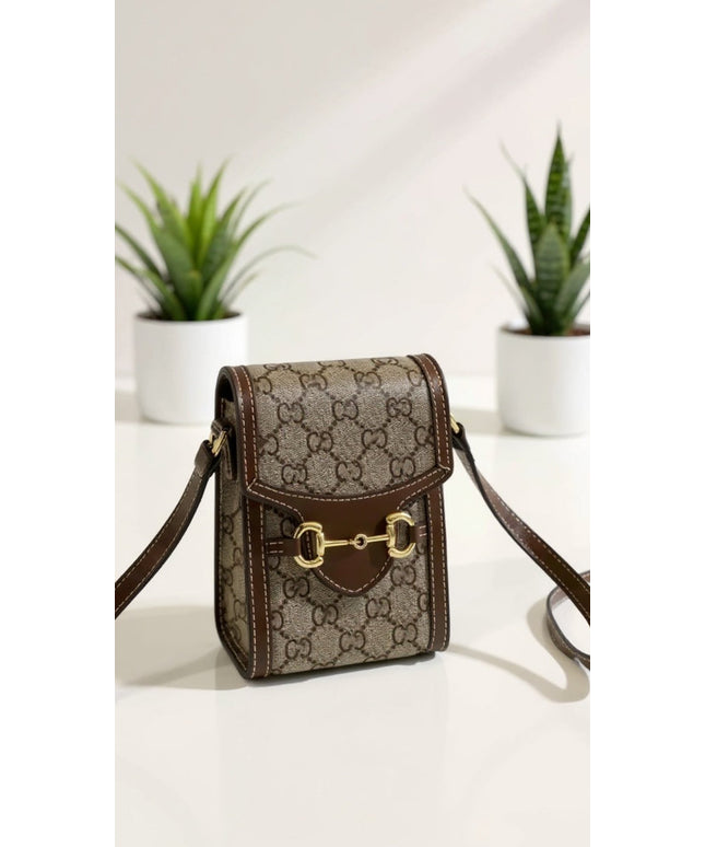 Crossbody Mini Bag – Brown Leather Trim