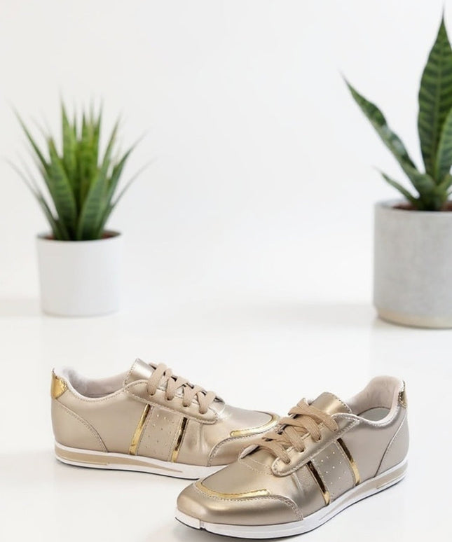 Women's Gold Trainers – Chic Plus-Size Footwear