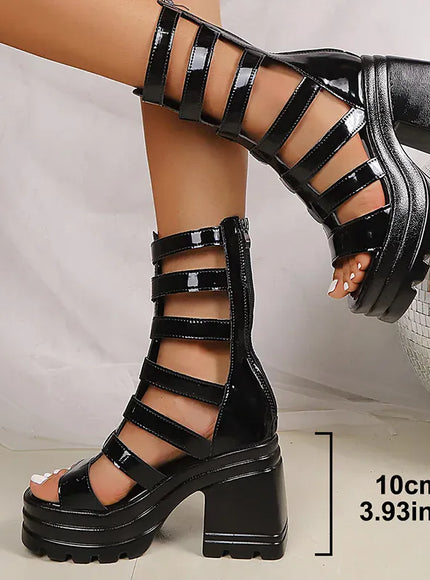 KissICON Roman Super High Heels Sandals for Women Patent
