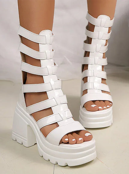 KissICON Roman Super High Heels Sandals for Women Patent