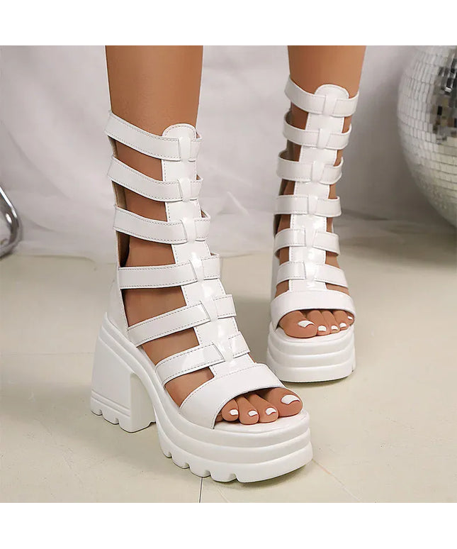 KissICON Roman Super High Heels Sandals for Women Patent