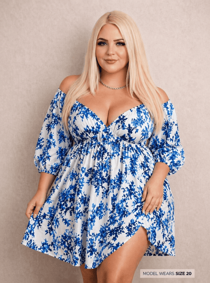 KissICON Maxi Dress Romantic Floral Plus Size V-Neck Maxi Vacation Dress
