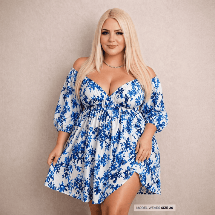 Romantic Floral Plus Size V-Neck Maxi Vacation Dress