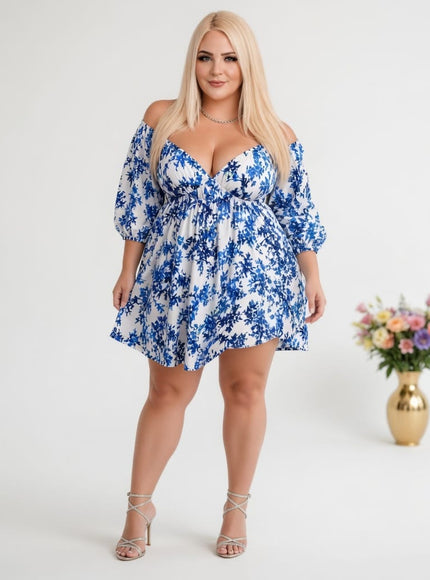 KissICON Maxi Dress Romantic Floral Plus Size V-Neck Maxi Vacation Dress