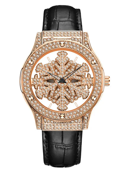 KissICON Rose black 💋 UTHAI L58 Watch Womens Leather - 360