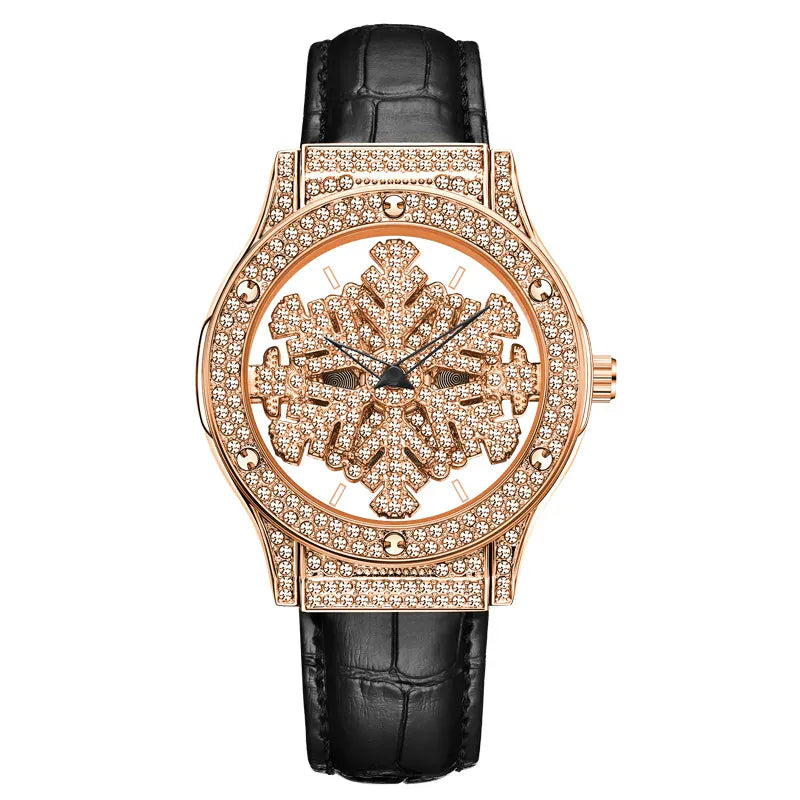 KissICON Rose black 💋 UTHAI L58 Watch Womens Leather - 360