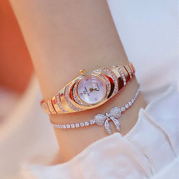 KissICON Rose BS Brand Diamond Snake Bracelet Watch For Women