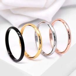 KissICON Rose gold / 5 2mm Thin Stackable Ring Stainless Steel Plain Band Knuckle Midi Ring for Women Girl Size 3-12