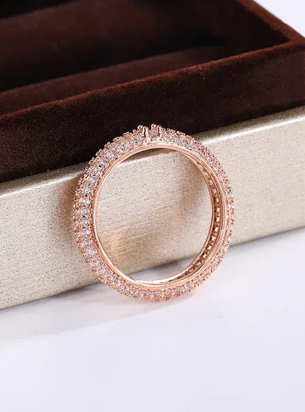KissICON Rose Gold / 9 KissIcon Geometric White Zircon Ring - Silver Plated Shine