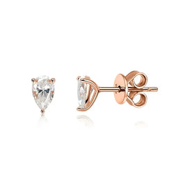 KissICON rose gold color / 0.5CT and 0.5CT Smyoue 0.5CT 1CT Pear Cut Certified Moissanite Stud Earrings for Women 100% 925 Sterling Silver Plated 18k Gold Wedding Jewelry