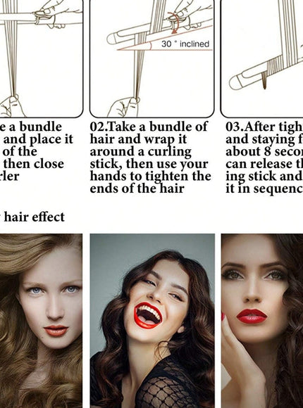 KISSICON Rose Gold CRASTS CRASTS Star Maker 32Mm Large Barrel Curling Iron, Suitable for Creating Big Curls,