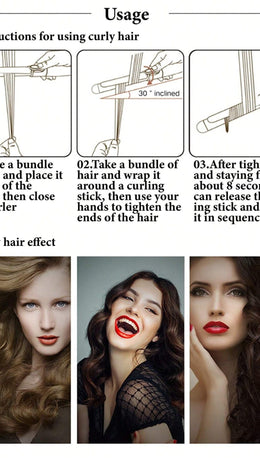 KISSICON Rose Gold CRASTS CRASTS Star Maker 32Mm Large Barrel Curling Iron, Suitable for Creating Big Curls,
