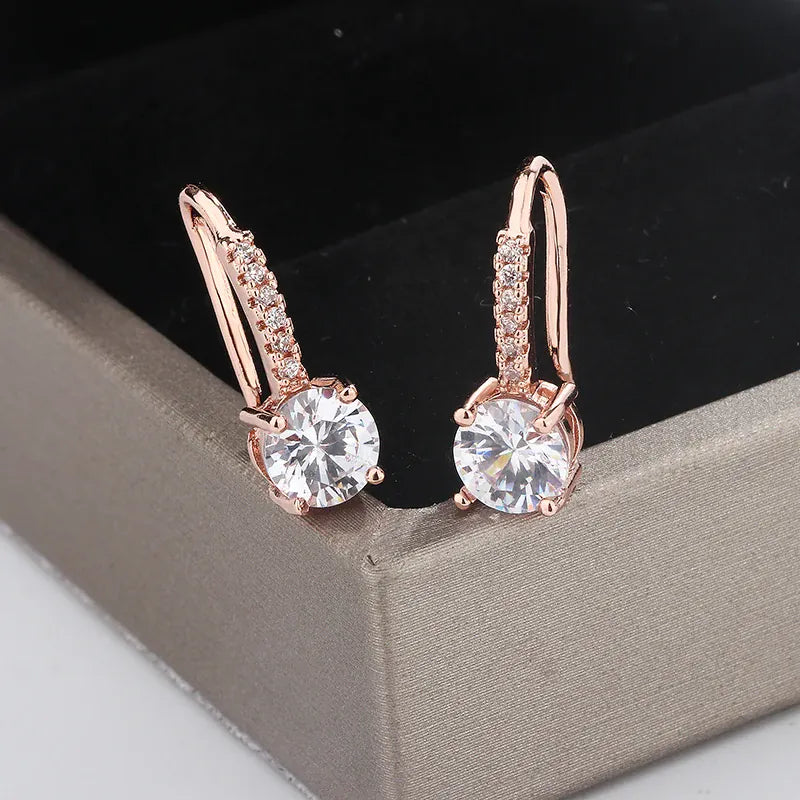 KissICON Rose Gold KissIcon Classic 925 Silver Plated Zircon Earrings - Shiny