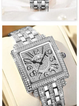 KissICON Rose gold KissIcon UTHAI Women Square Watch - Waterproof Diamond
