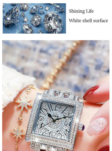KissICON Rose gold KissIcon UTHAI Women Square Watch - Waterproof Diamond