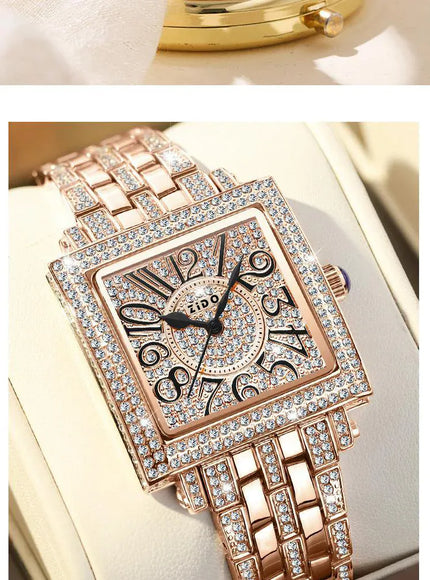 KissICON Rose gold KissIcon UTHAI Women Square Watch - Waterproof Diamond