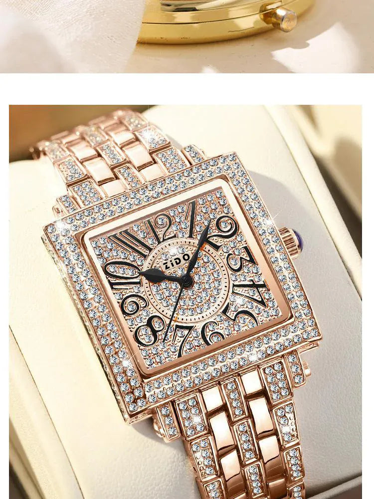 KissICON Rose gold KissIcon UTHAI Women Square Watch - Waterproof Diamond